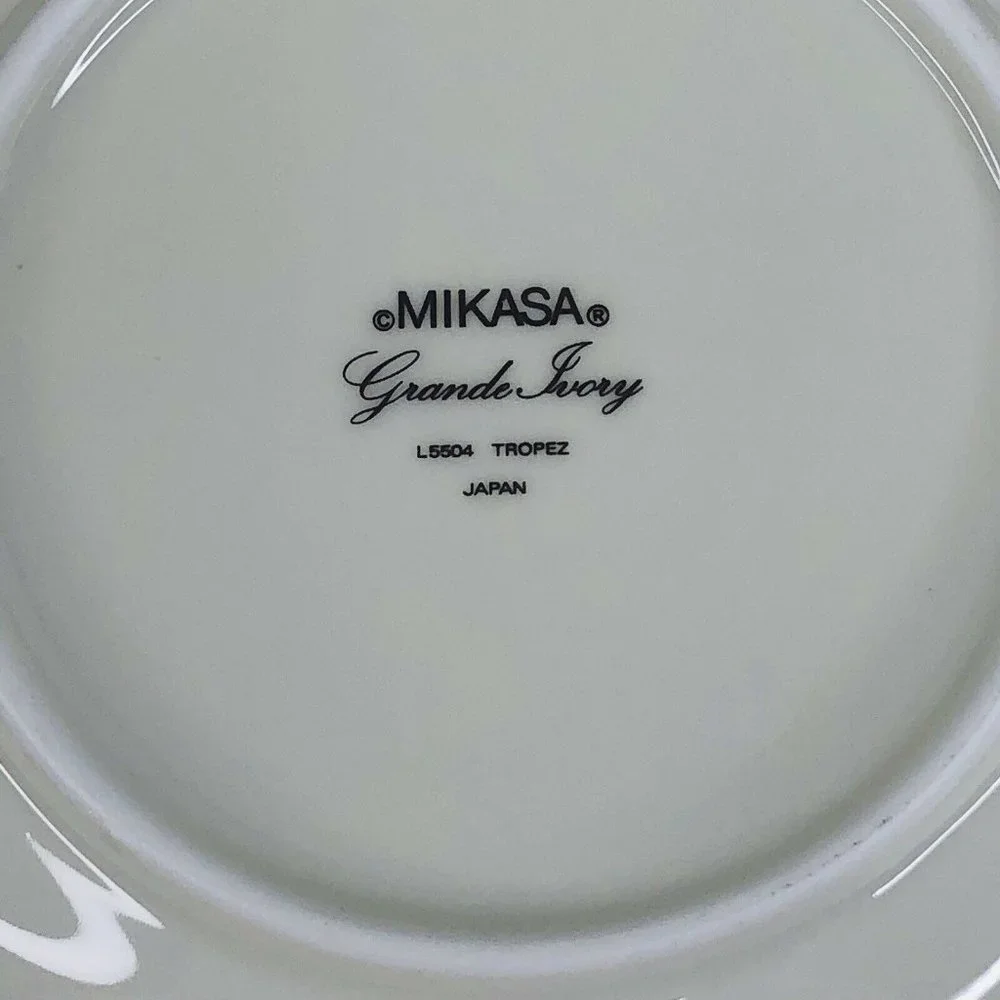5‎ Mikasa Grande Ivory Tropez Rim Soup Bowls L5504 Japan 8 1/2” VTG Gray Floral